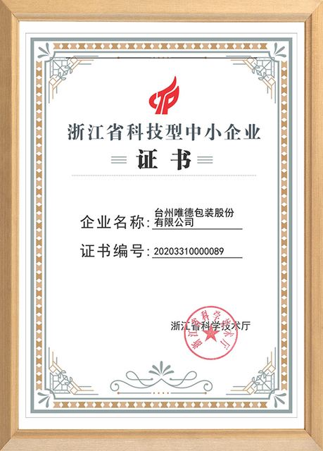 Zhejiang Science and Technology SME Certificate